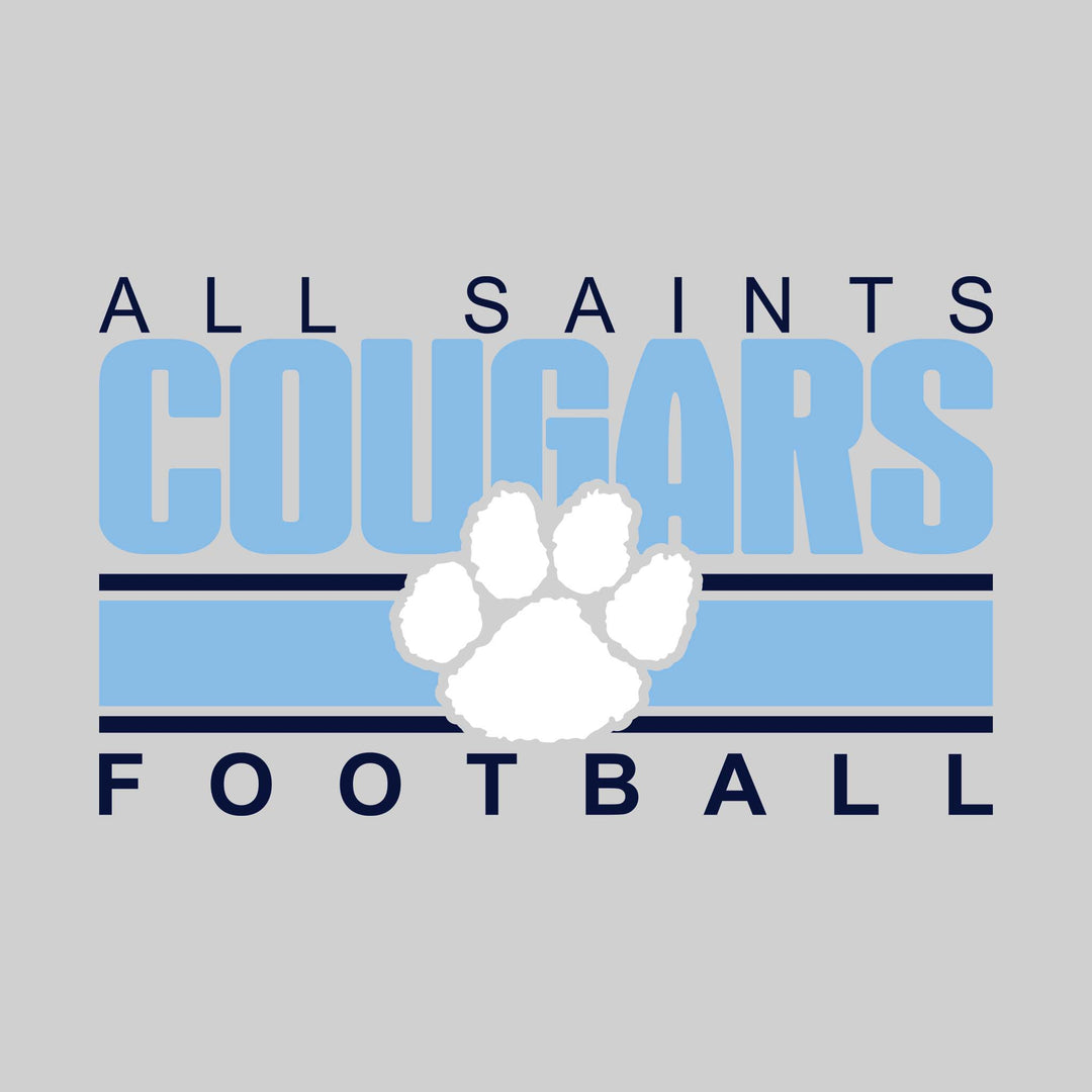 All Saints Cougars - Football - Stripes with Paw Logo