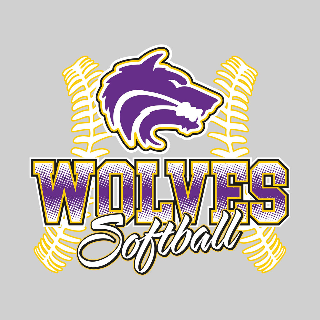 Central Wolves - Softball - Halftone with Softball Threads
