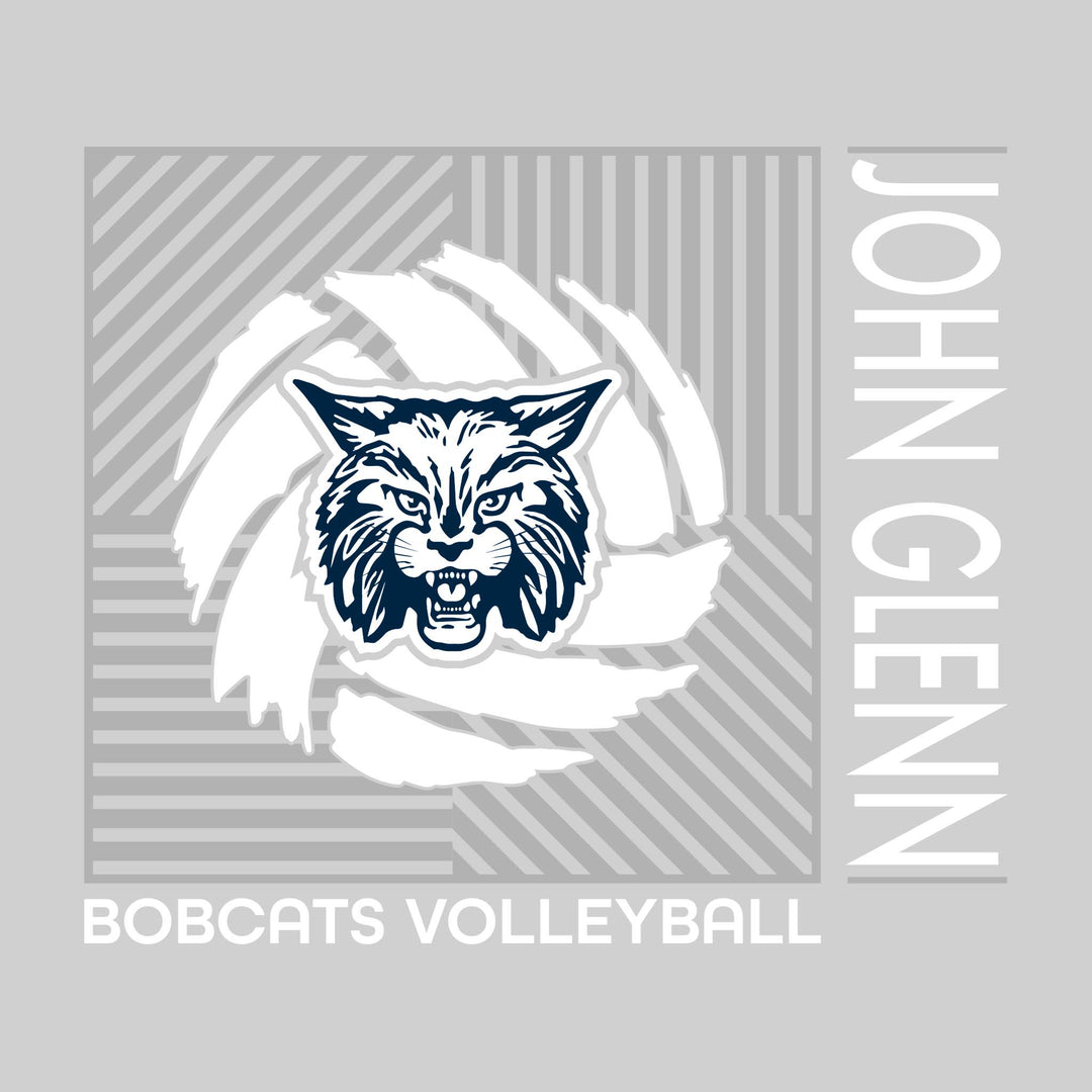 John Glenn Bobcats - Volleyball - Angled Grid with Bobcat Logo