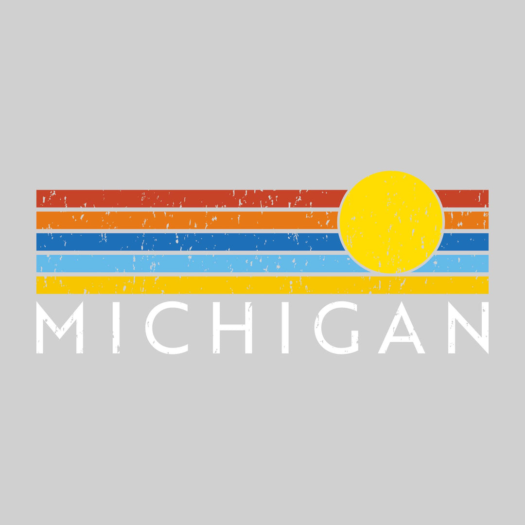 Michigan - Retro Stripes with Sun